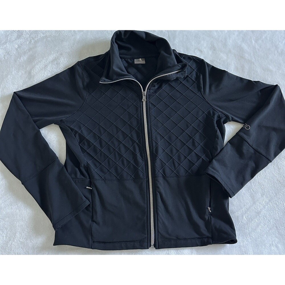 CALIA Carrie Underwood Essential Quilted Jacket Black Womens Full Zip Chevron S